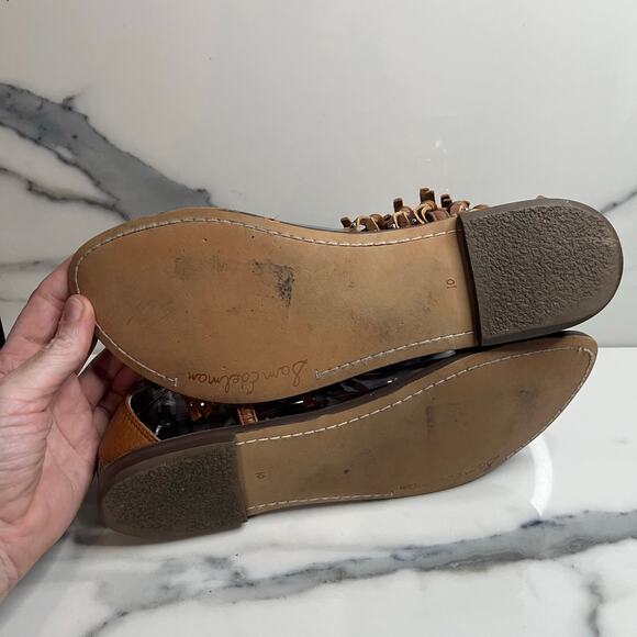 Sam Edelman Women's Brown Leather Griffen Sandals Sz 10 Gladiator Fringe Boho - Picture 5 of 5